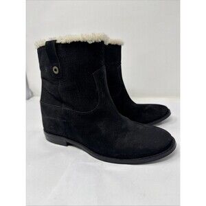 Cole Haan Zillie Genuine Shearling Waterproof Suede Leather Wedge Boot Size 8 B